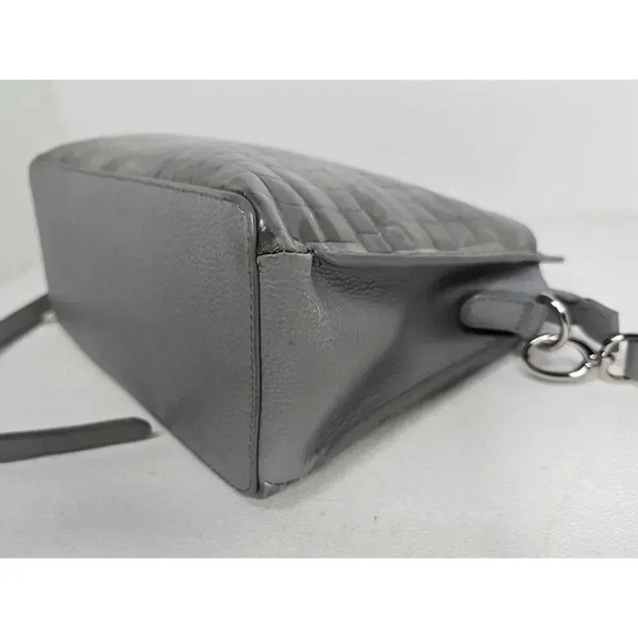 Brighton Sharona Dove Gray Handled Satchel Crossbody Purse Croc Embossed - Picture 5 of 16